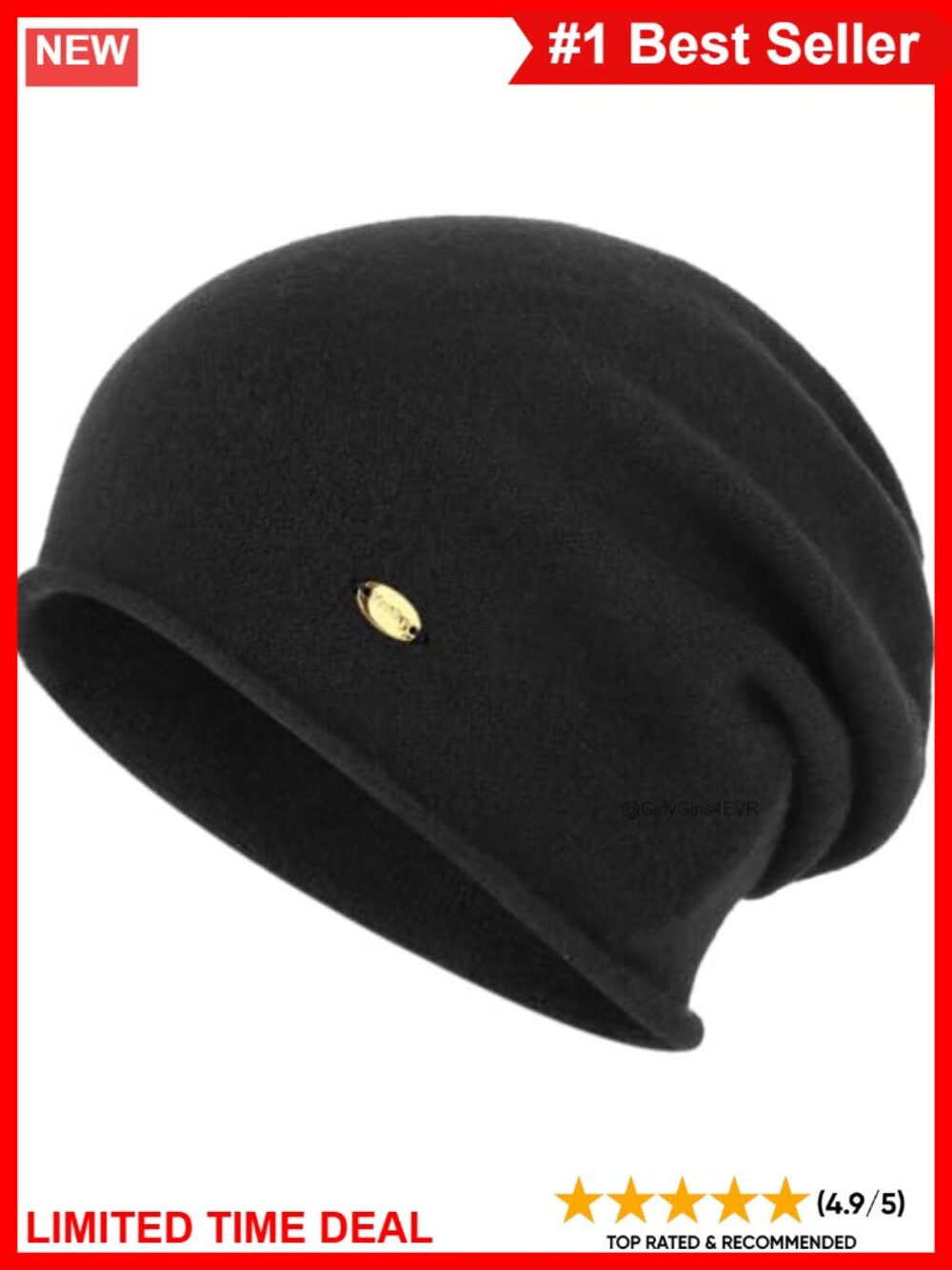 100% Merino Wool Slouchy Beanie Soft Warm Knit Hat Women